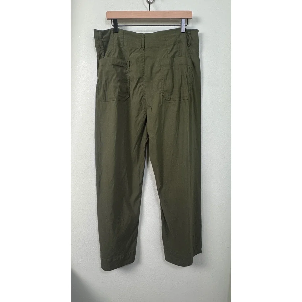 Maeve Anthropologie The Colette Wide Leg Pants Green Linen Blend Size 34T Tall - Picture 5 of 10